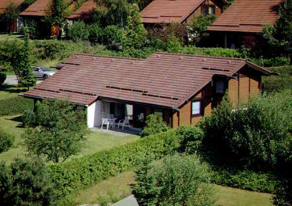 Außenansicht eines Doppelhauses Sioux von schräg oben